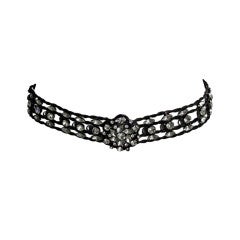 Vintage Jeweled rhinestone & braided metal belt