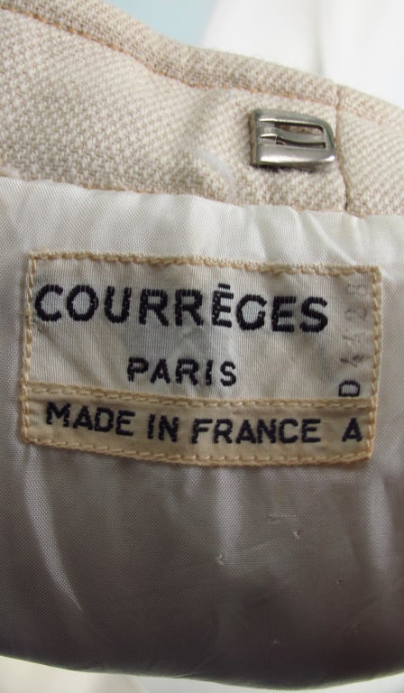 1960s Numbered Courreges Couture cream wool pantsuit 2