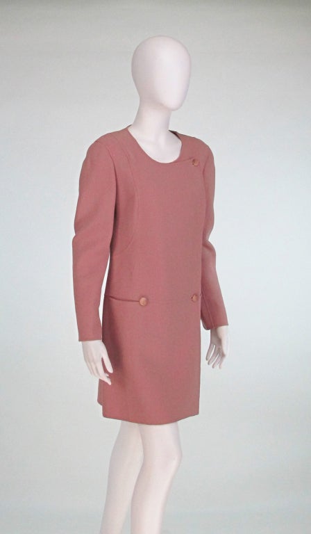 Pink 1970s Mila Schon wool coat dress