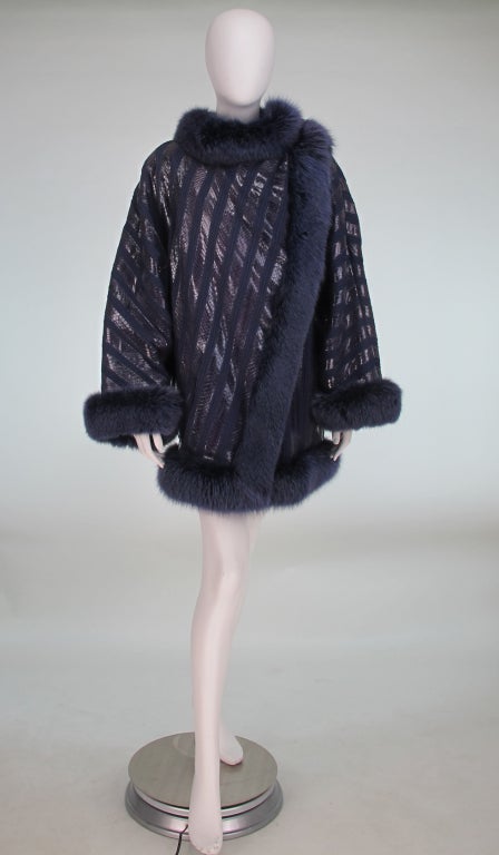 1980s Beltrami snakeskin coat with fox trim