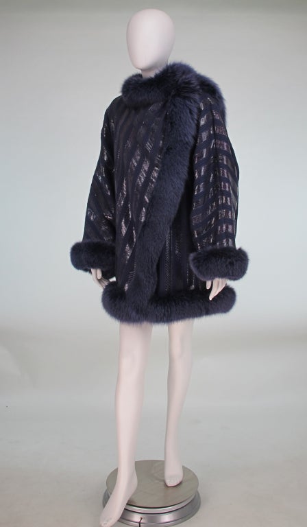 1980s Beltrami snakeskin coat with fox trim In Excellent Condition In West Palm Beach, FL