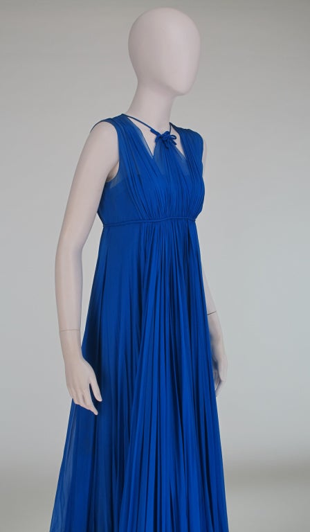 1950s Sophie of Saks blue chiffon gown 5