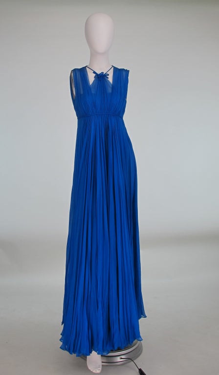 1950s Sophie of Saks blue chiffon gown