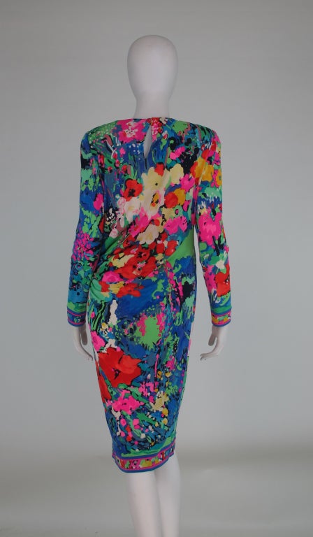 Leonard, Paris silk print surplice dress 2