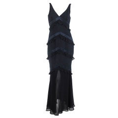 Escada tiered silk gown in navy 11