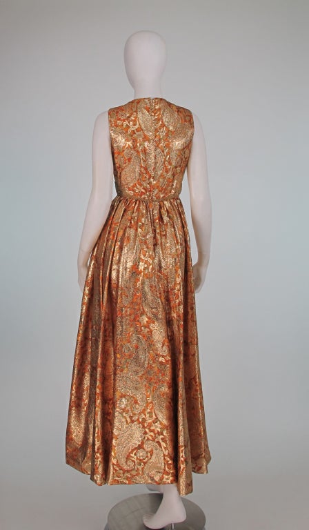 1960s Malcolm Starr jeweled gold brocade palazzo gown 2