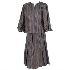 Yves St Laurent 70's silk gypsy blouse and skirt ensemble