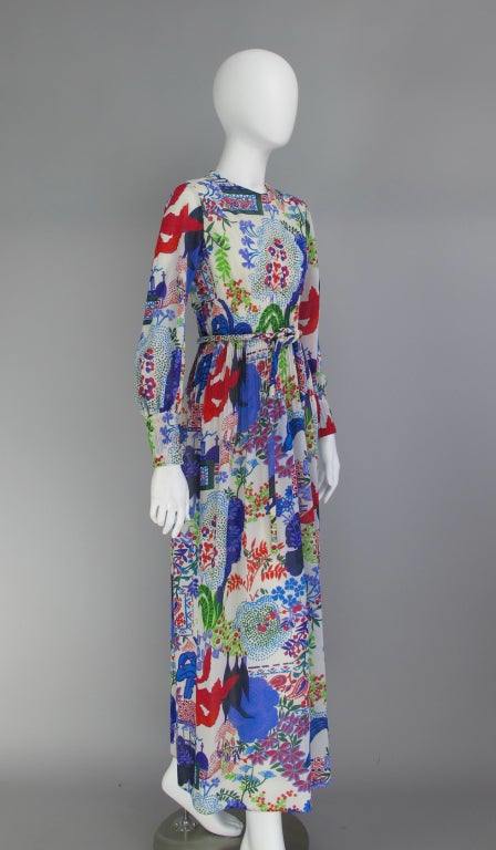 Women's Malcolm Starr bold print 70s maxi dress