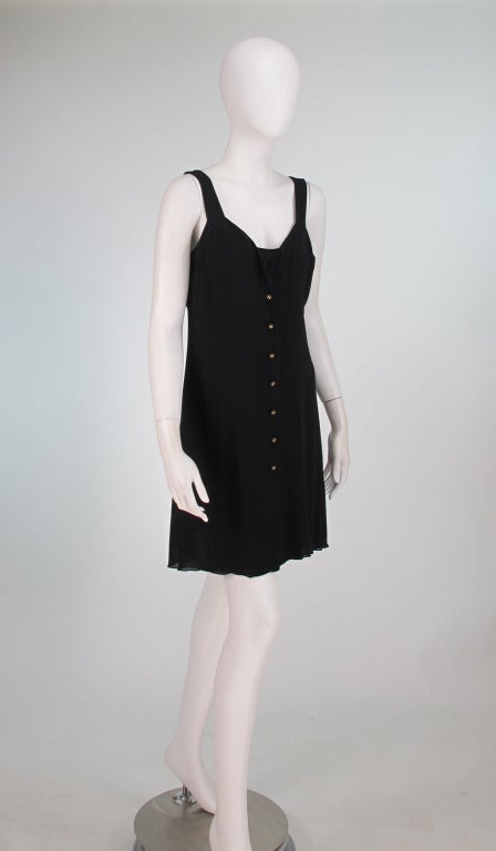 Black Vintage Chanel 2pc black silk crepe sun dress 1990s