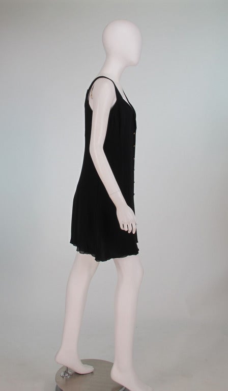 Vintage Chanel 2pc black silk crepe sun dress 1990s In Excellent Condition In West Palm Beach, FL
