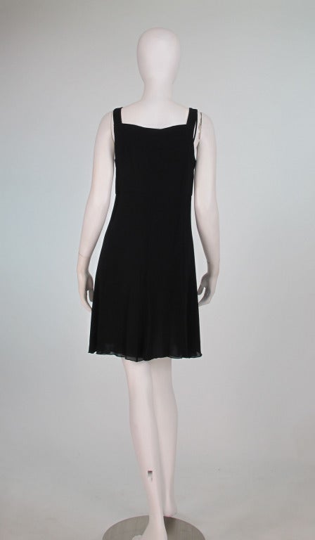 Vintage Chanel 2pc black silk crepe sun dress 1990s 1
