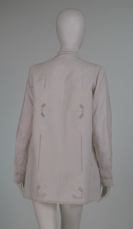 1920s hand embroidered linen jacket 2