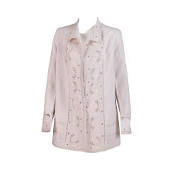 Antique 1920s hand embroidered linen jacket