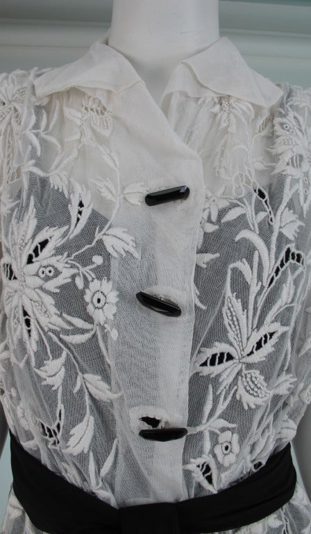 French densley embroidered tulle dress 1930s 7