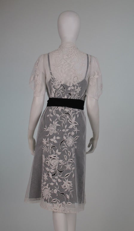 French densley embroidered tulle dress 1930s 3