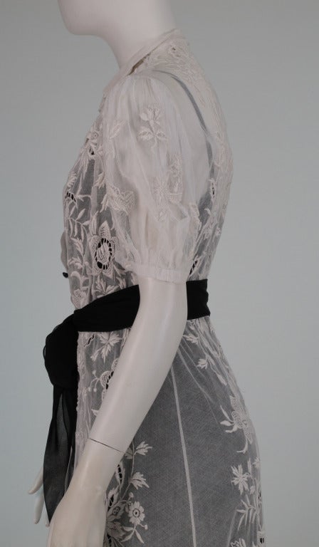 French densley embroidered tulle dress 1930s 4