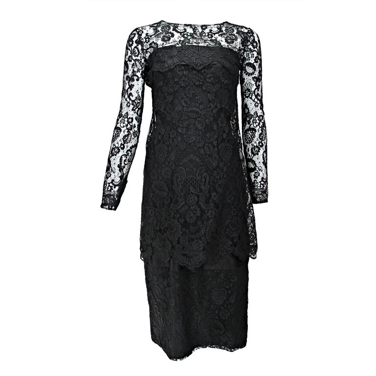 Guy Laroche Couture Guipure lace cocktail dress