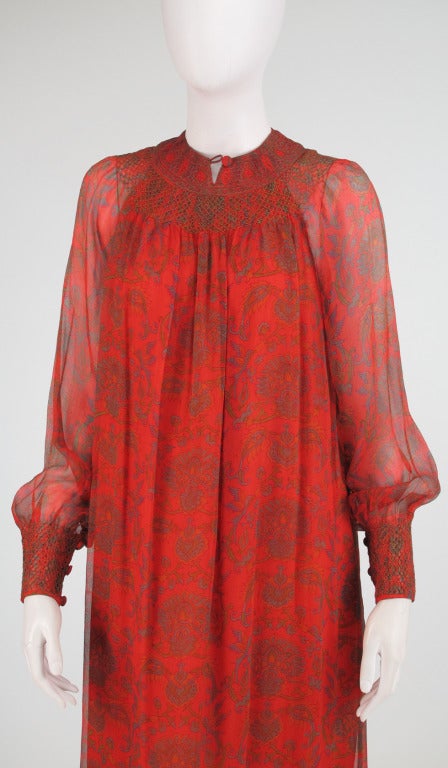 Women's Treacy Lowe London 70s Silk chiffon maxi dress