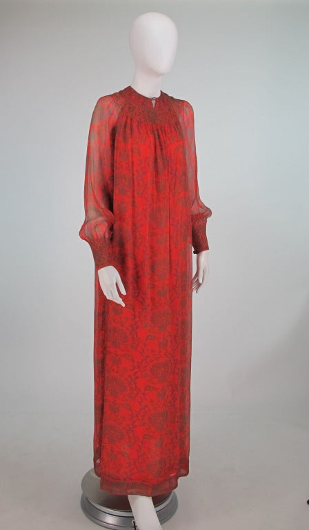 Treacy Lowe London 70s Silk chiffon maxi dress 1