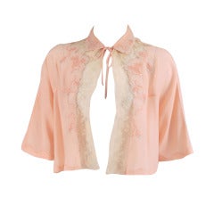 Trousseau jacket Peach silk crepe de chine embroidery & lace