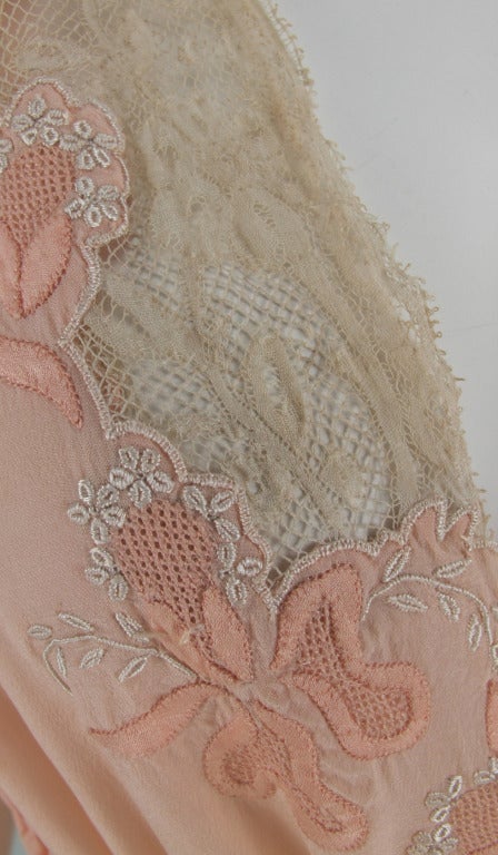 Trousseau gown peach silk crepe de chine embroidery & lace 6