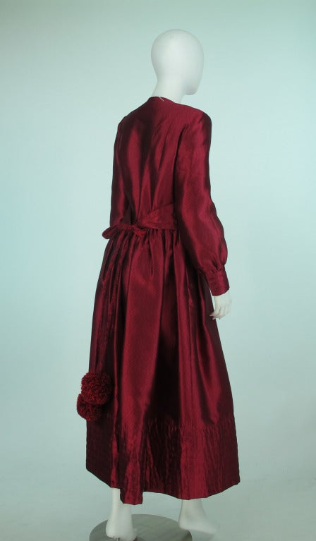 Women's 1970s Geoffrey Beene tongue-in-cheek garnet silk gown