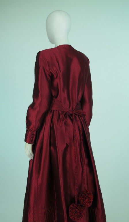 1970s Geoffrey Beene tongue-in-cheek garnet silk gown 2