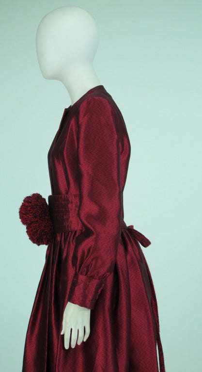 1970s Geoffrey Beene tongue-in-cheek garnet silk gown 3
