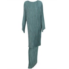Retro 1980s Mary McFadden button back Fortuny style gown