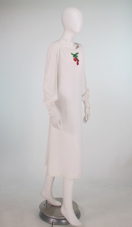 1970s Valentino red cherries dress 3
