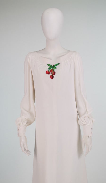 1970s Valentino red cherries dress 4