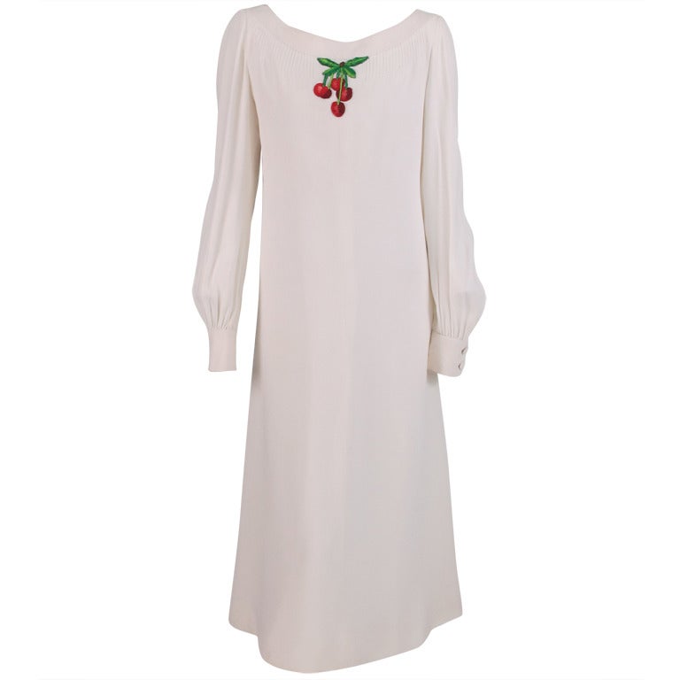 1970s Valentino red cherries dress