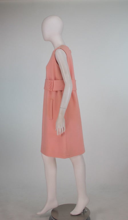 Brown 1960s Norman Norell pink day dress