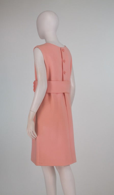 1960s Norman Norell pink day dress In Excellent Condition In West Palm Beach, FL