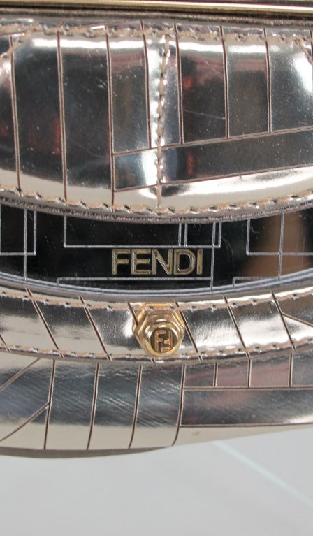 1990s Fendi silver leather modernist baguette In Excellent Condition In West Palm Beach, FL