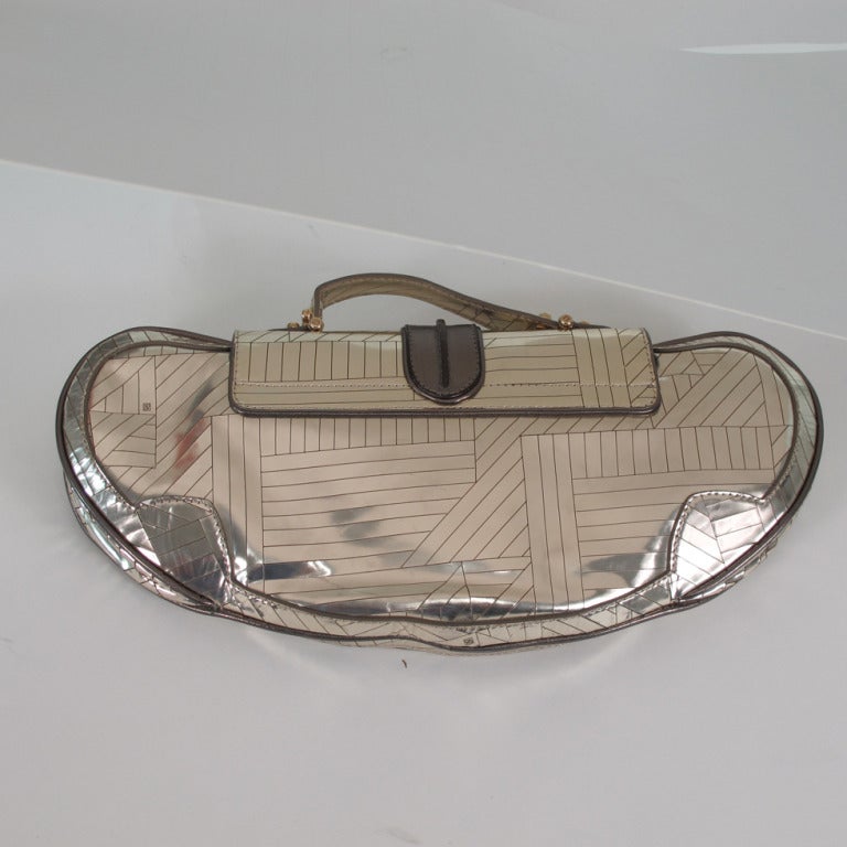 Women's 1990s Fendi silver leather modernist baguette