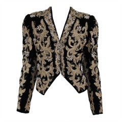 Adolfo gold soutache & jewel velvet evening jacket