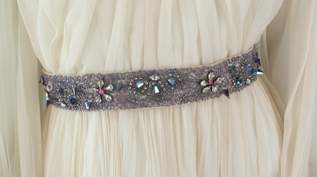 Ivory chiffon gown with jewel trims Jose de Lema 3