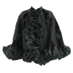 Retro Oscar de la Renta Couture beaded fur evening cape