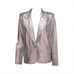 Yves St Laurent  YSL silver lame leather jacket