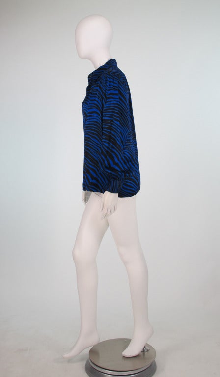Yves St Laurent  YSL zebra stripe silk blouse In Excellent Condition In West Palm Beach, FL
