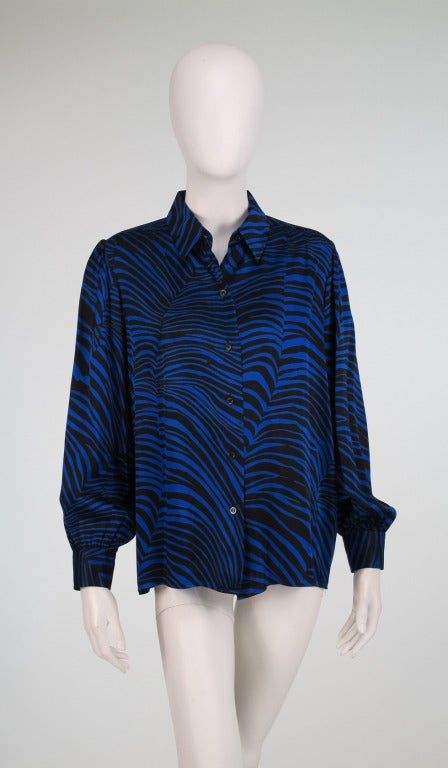 Yves St Laurent  YSL zebra stripe silk blouse 4