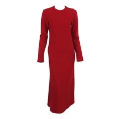 Halston - Robe en maille à coupe en spirale rouge des années 1970