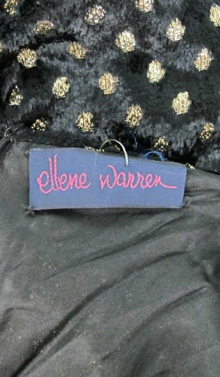 Ellene Warren mermaid gown in gold dot panne velvet 1980s 4