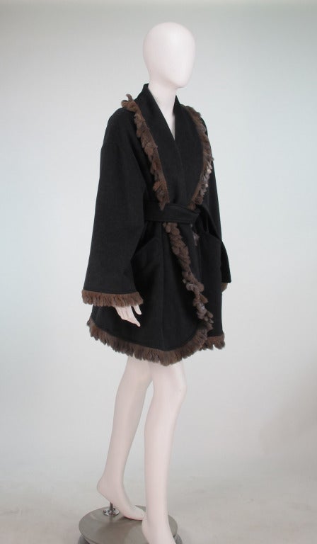 cashmere cape with fox fur trim