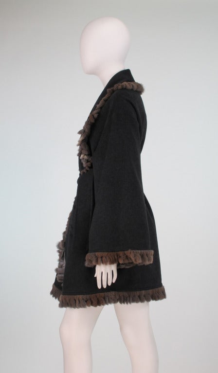 1980s Fendi fur trimmed wrap coat 1
