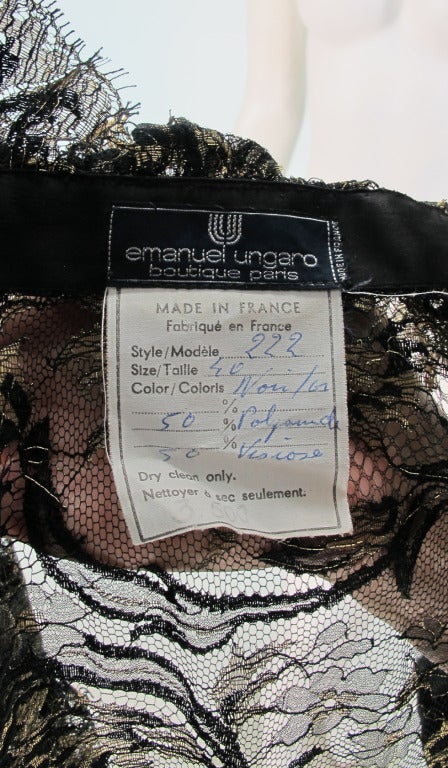 1980s Ungaro black & gold sheer lace blouse 5