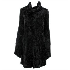 1993 Norma Kamali crushed velvet bell sleeve mini dress