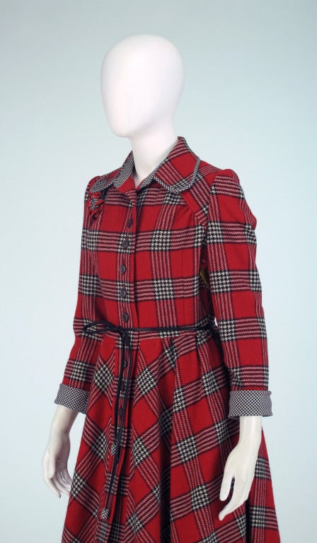 1970s Jean & Martin Pallant princess plaid coat 2