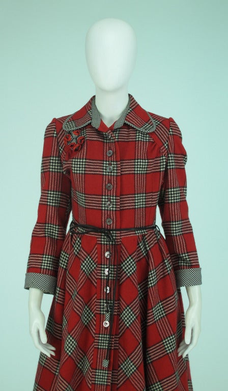 1970s Jean & Martin Pallant princess plaid coat 3